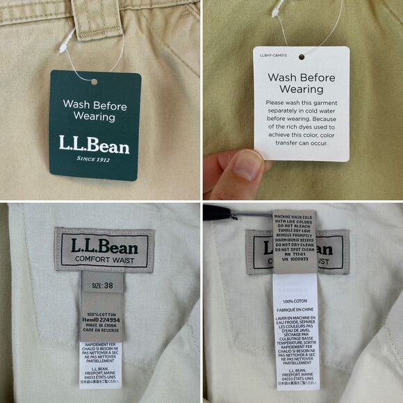 NWT L.L. Bean Khaki Tropic-Weight Cargo Shorts Comfort Waist 6" Inseam Size 38 - Picture 10 of 12